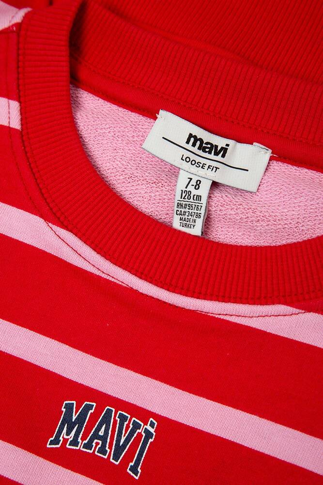 Kız Çocuk Mavi Logo Baskılı Sweat 7S10038-88044 Kırmızı 