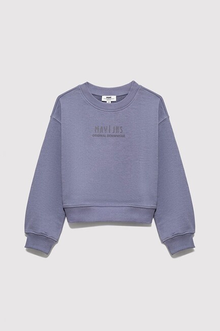 Kız Çocuk Mavi Logo Baskılı Sweat 7S10146-88095 Mavi (1)