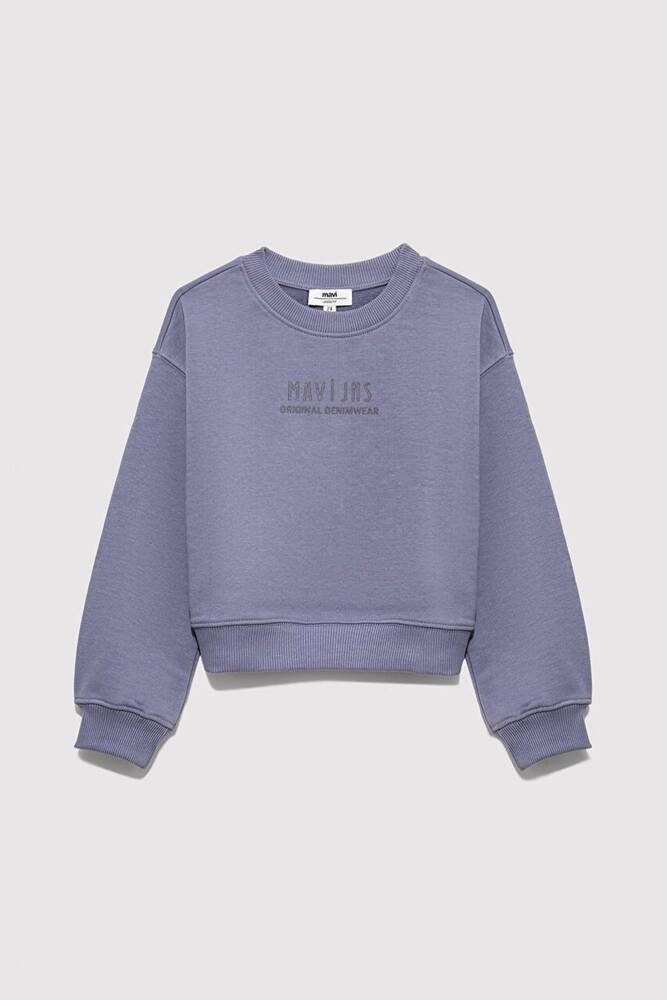 Kız Çocuk Mavi Logo Baskılı Sweat 7S10146-88095 Mavi 