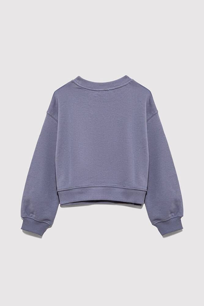 Kız Çocuk Mavi Logo Baskılı Sweat 7S10146-88095 Mavi 