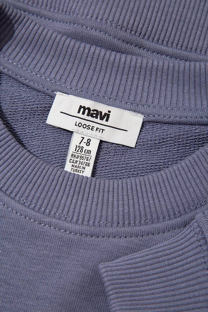 Kız Çocuk Mavi Logo Baskılı Sweat 7S10146-88095 Mavi 