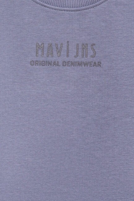 Kız Çocuk Mavi Logo Baskılı Sweat 7S10146-88095 Mavi - Thumbnail