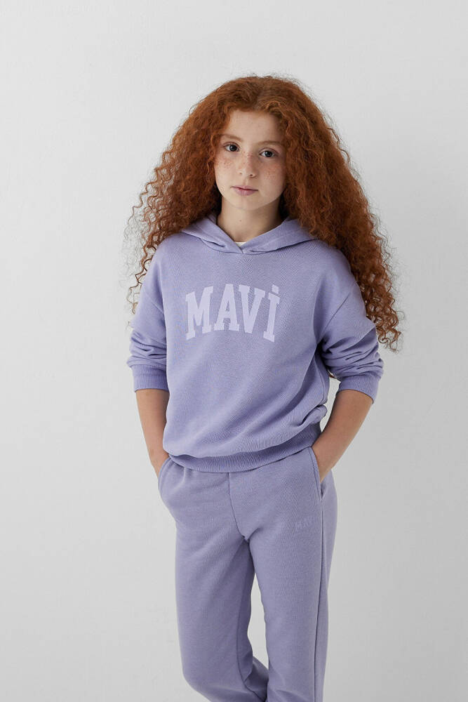 Kız Çocuk Mavi Logo Baskılı Sweat 7S10147-70557 Mor  - 1
