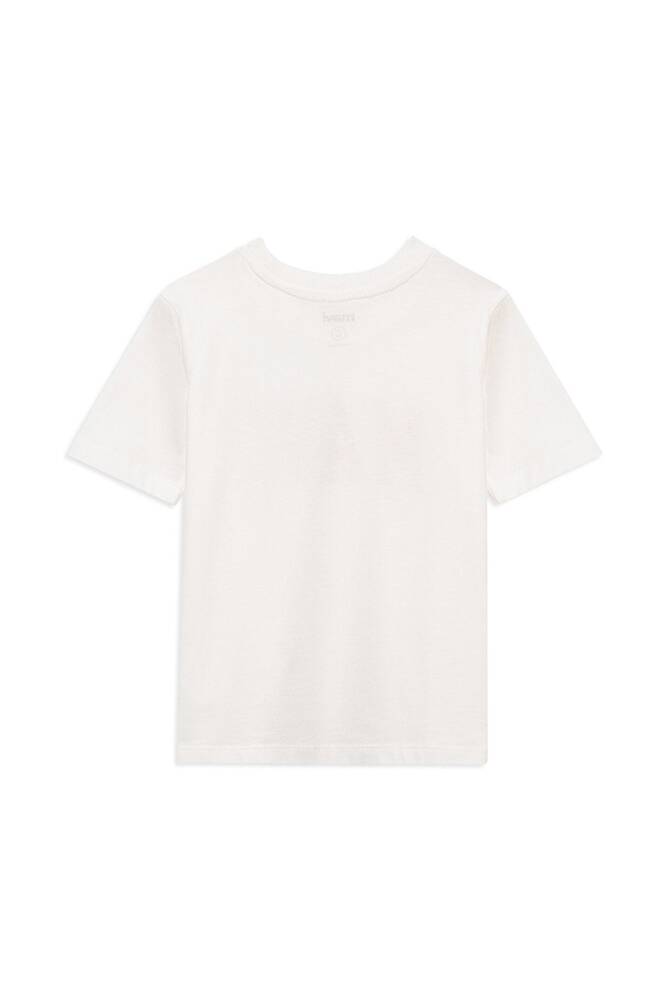 Kız Çocuk Mavi Logo Baskılı Tişört 7610109-70057 Ekru 
