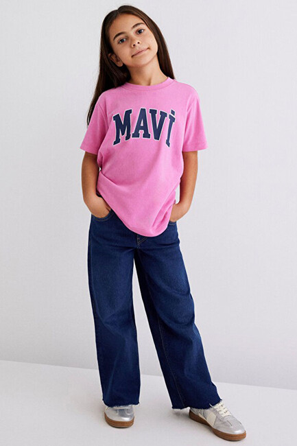 Kız Çocuk Mavi Logo Baskılı Tişört 7610109-71033 Pembe (1)