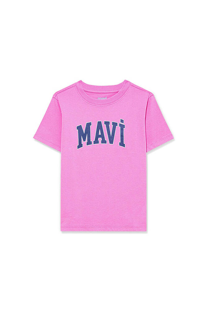 Kız Çocuk Mavi Logo Baskılı Tişört 7610109-71033 Pembe 