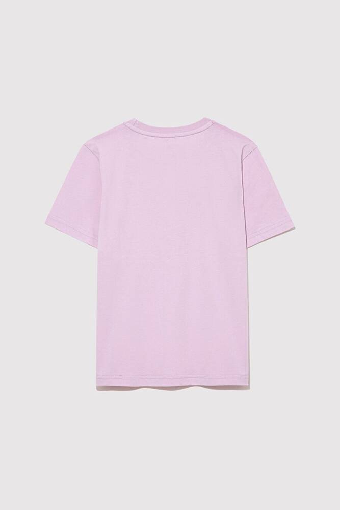 Kız Çocuk Mavi Logo Baskılı Tişört 7610222-70505 Mor 