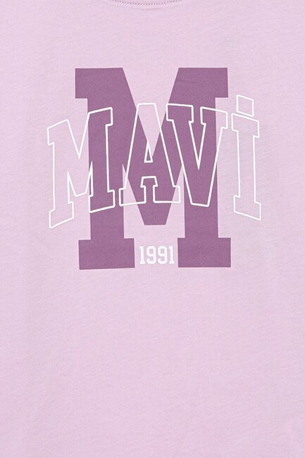 Kız Çocuk Mavi Logo Baskılı Tişört 7610222-70505 Mor (3)