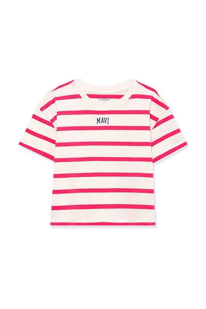 Kız Çocuk Mavi Logo Çizgili Tişört 7610182-71111 Pembe 