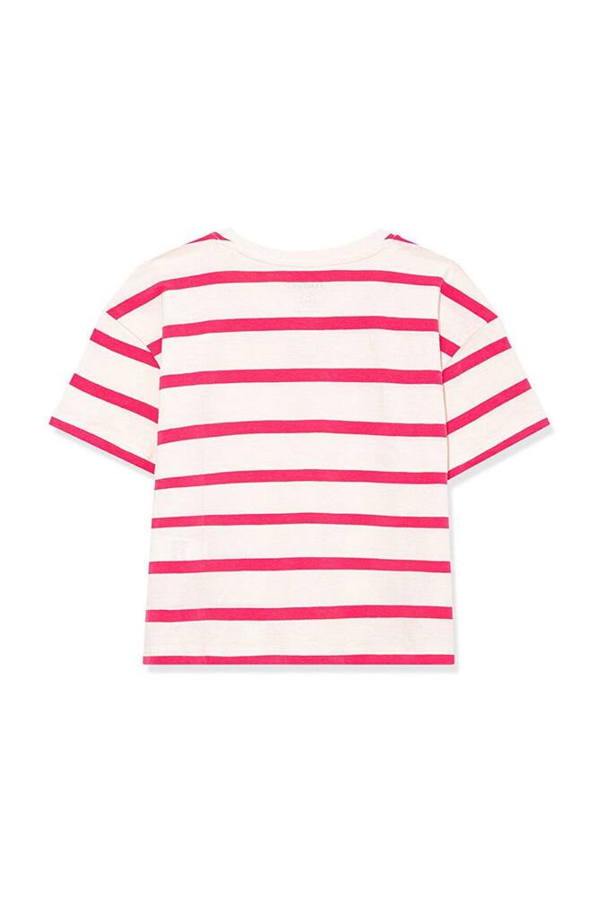 Kız Çocuk Mavi Logo Çizgili Tişört 7610182-71111 Pembe 