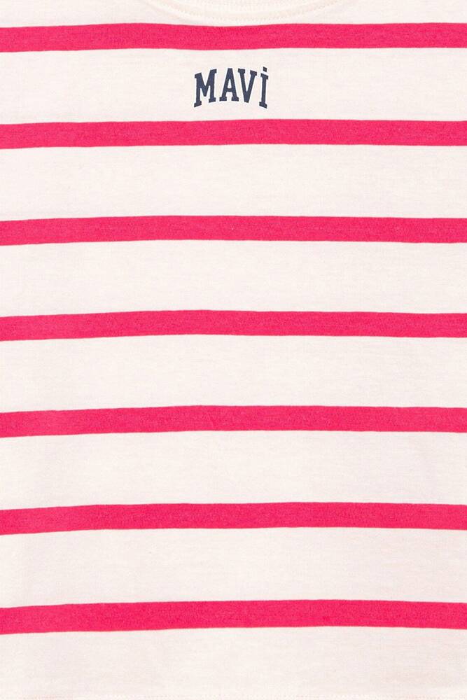 Kız Çocuk Mavi Logo Çizgili Tişört 7610182-71111 Pembe 