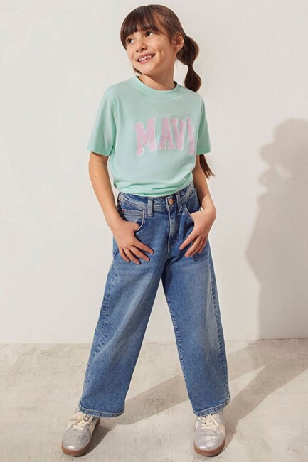 Kız Çocuk Mavi Logo Tişört 7610109-71643 Turkuaz (1)