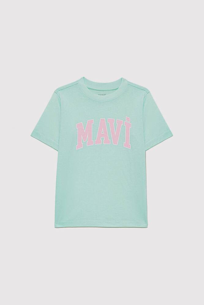 Kız Çocuk Mavi Logo Tişört 7610109-71643 Turkuaz 