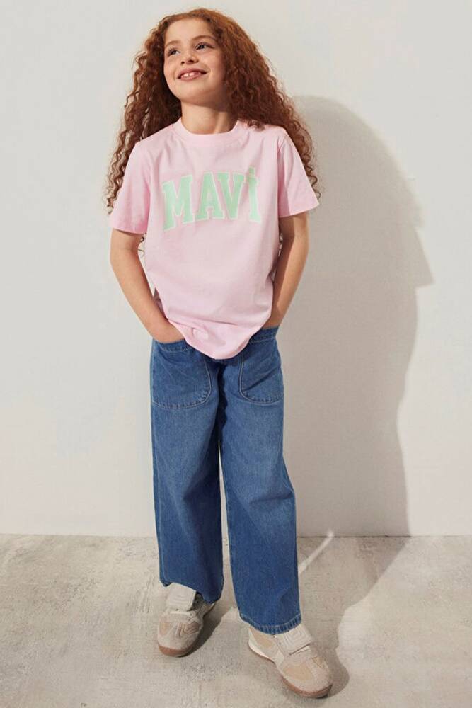 Kız Çocuk Mavi Logo Tişört 7610109-86953 Pembe 