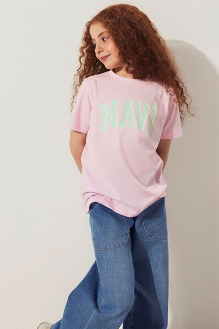 Kız Çocuk Mavi Logo Tişört 7610109-86953 Pembe (2)