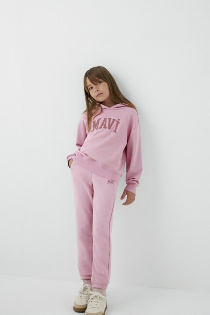 Kız Çocuk Mavi Logolu Sweat 7S10147-71015 Pembe