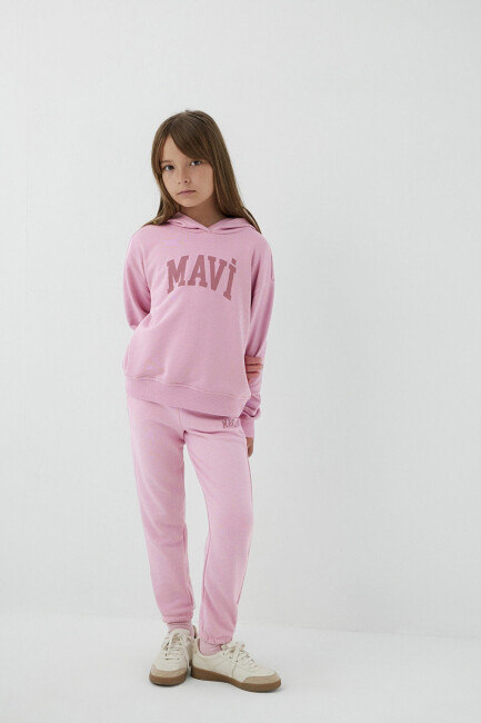 Kız Çocuk Mavi Logolu Sweat 7S10147-71015 Pembe (1)