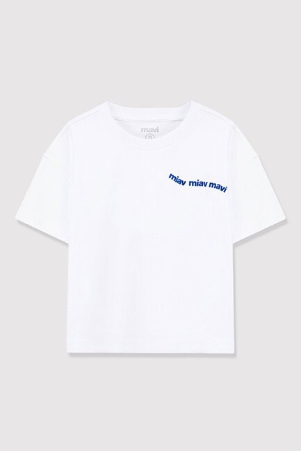 Kız Çocuk Miav Baskılı Crop Tişört 7610180-620 Beyaz (3)