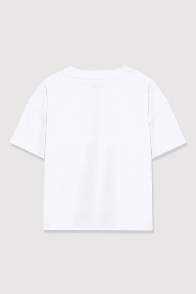 Kız Çocuk Miav Baskılı Crop Tişört 7610180-620 Beyaz 