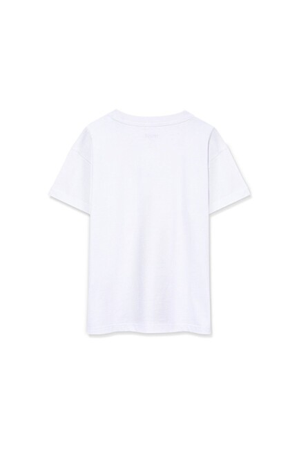 Kız Çocuk Miav Baskılı Oversize Tişört 7610158-620 Beyaz  (2)