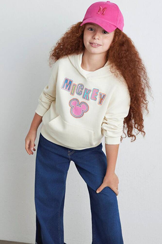 Kız Çocuk Mickey Baskılı Sweat 7S10141-70072 Bej 