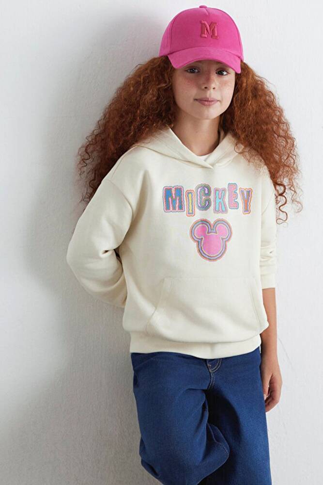 Kız Çocuk Mickey Baskılı Sweat 7S10141-70072 Bej 