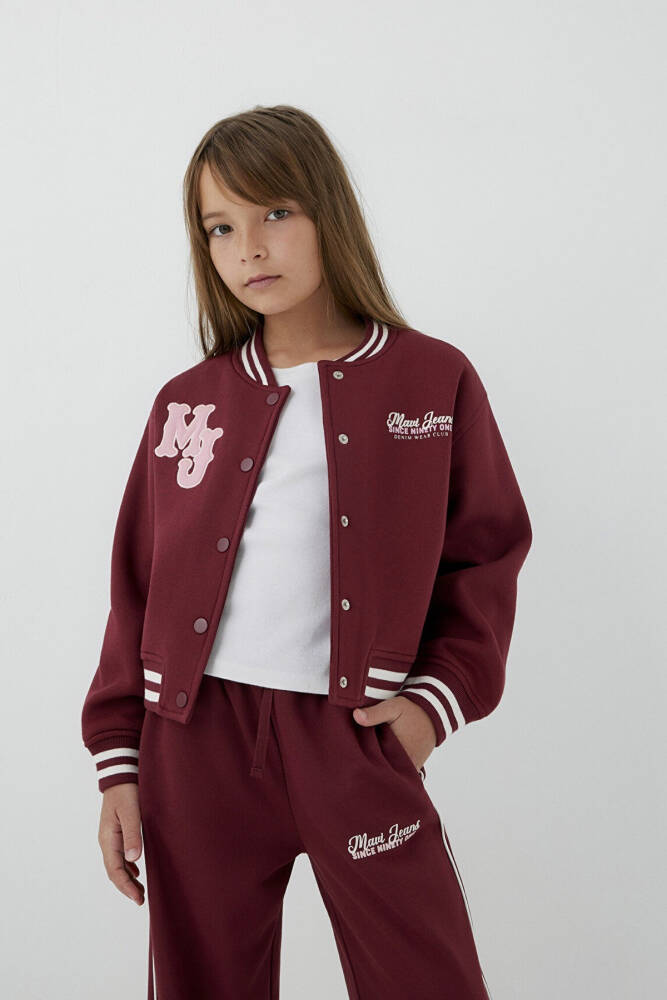 Kız Çocuk MJ Baskılı Bomber Sweat 7S10189-70393 Bordo - 1