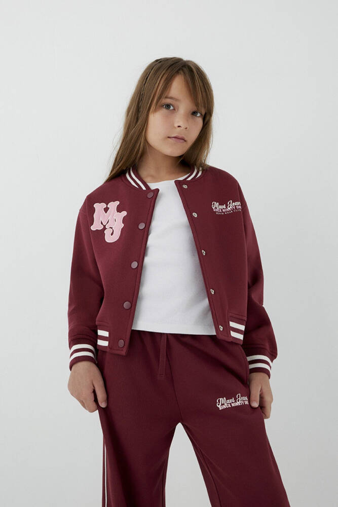 Kız Çocuk MJ Baskılı Bomber Sweat 7S10189-70393 Bordo - 2