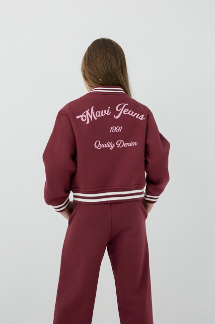 Kız Çocuk MJ Baskılı Bomber Sweat 7S10189-70393 Bordo (2)