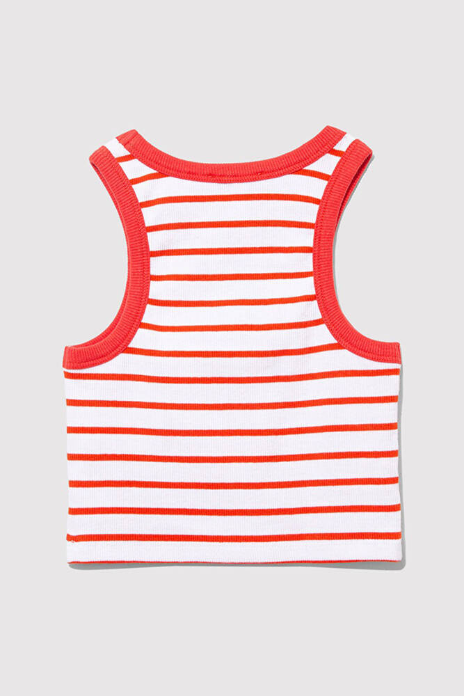 Kız Çocuk Nakış Detaylı Çizgili Crop 7610333-89719 Kırmızı 