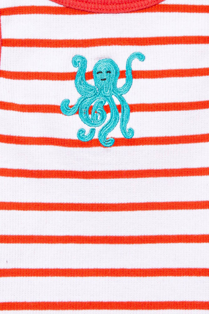 Kız Çocuk Nakış Detaylı Çizgili Crop 7610333-89719 Kırmızı 