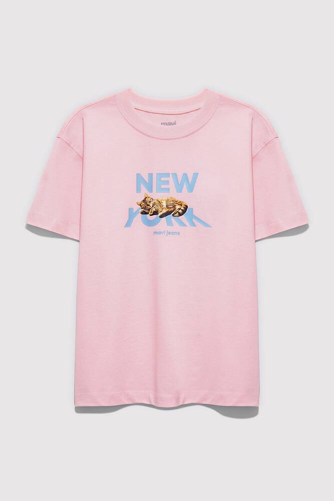 Kız Çocuk New York Baskılı Tişört 7610402-71007 Pembe 