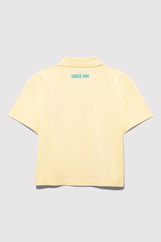 Kız Çocuk Palmiye Baskılı Tişört 7610335-89143 Sarı 