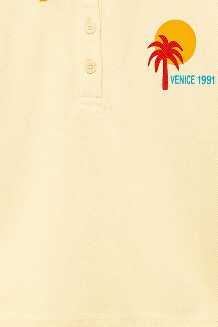 Kız Çocuk Palmiye Baskılı Tişört 7610335-89143 Sarı - Thumbnail