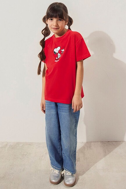 Kız Çocuk Peanuts Baskılı Tişört 7610320-70471 Kırmızı (1)