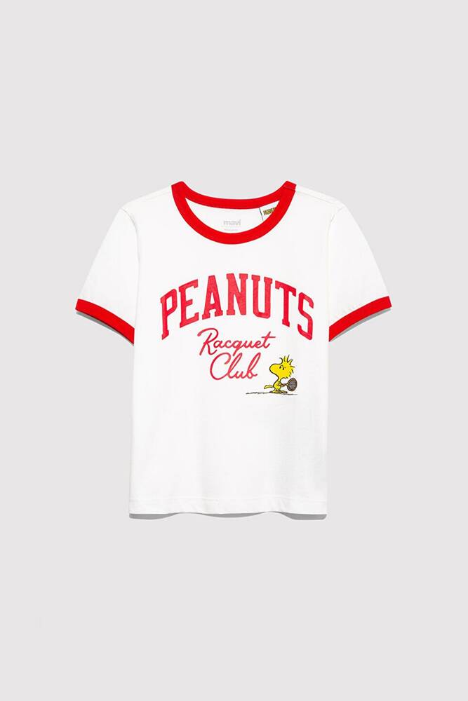 Kız Çocuk Peanuts Baskılı Tişört 7610371-70057 Ekru 
