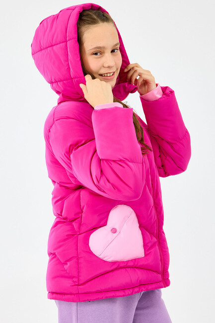 Kız Çocuk Puffer Ceket SK2520039-3935 Pembe - Thumbnail