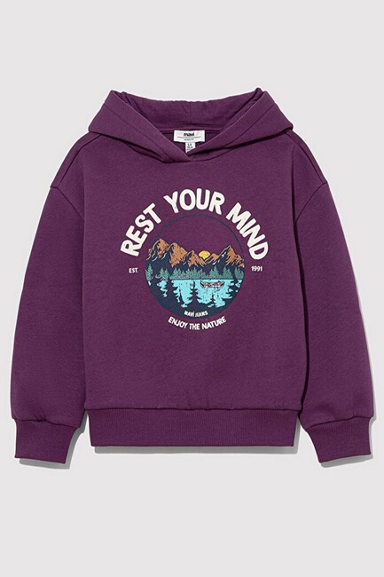 Kız Çocuk Rest Your Mınd Baskılı Sweat 7S10060-70577 Mor (2)
