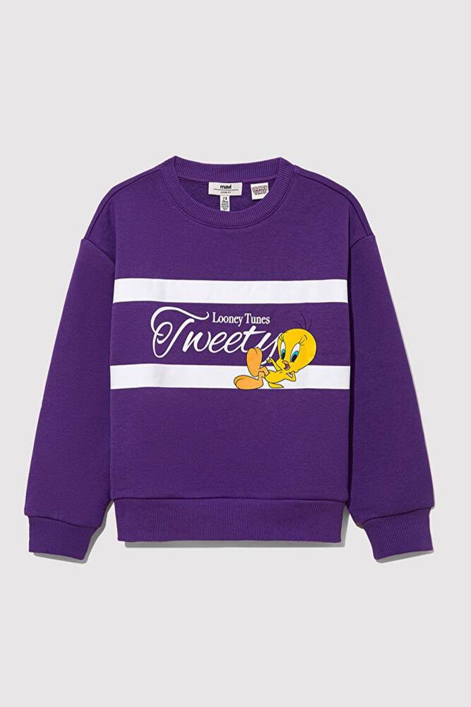 Kız Çocuk Tweety Baskılı Sweat 7S10073-70633 Mor 
