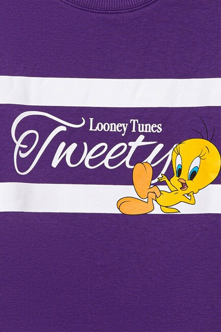 Kız Çocuk Tweety Baskılı Sweat 7S10073-70633 Mor - Thumbnail