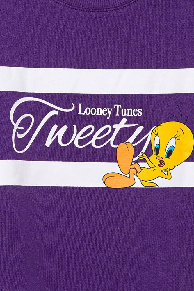 Kız Çocuk Tweety Baskılı Sweat 7S10073-70633 Mor 