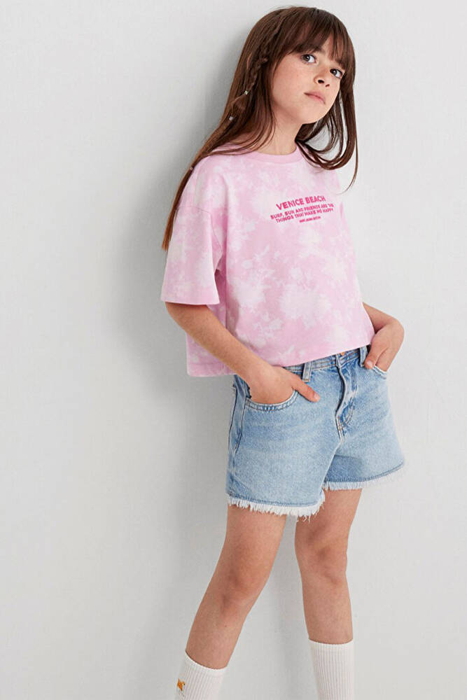 Kız Çocuk Venice Beach Batik Baskılı Tişört 7610325-90384 Pembe 