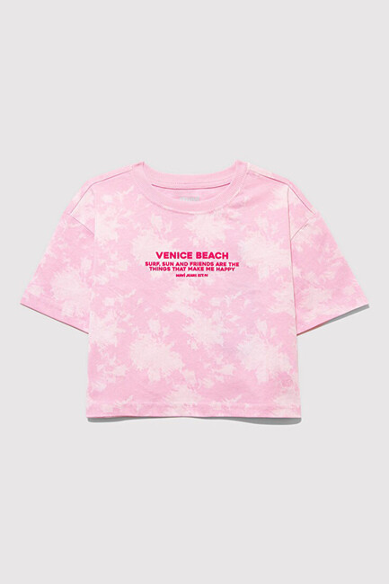 Kız Çocuk Venice Beach Batik Baskılı Tişört 7610325-90384 Pembe (3)
