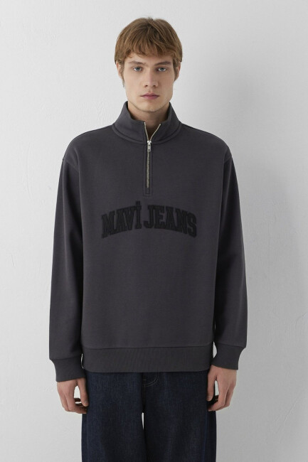 Mavi Erkek Mavi Jeans Yarım Fermuarlı Sweat 0S20113-91405 Gri (2)