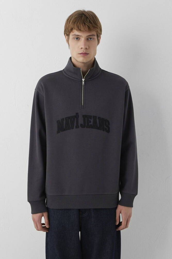 Mavi Erkek Mavi Jeans Yarım Fermuarlı Sweat 0S20113-91405 Gri - 3