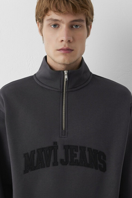 Mavi Erkek Mavi Jeans Yarım Fermuarlı Sweat 0S20113-91405 Gri - 6