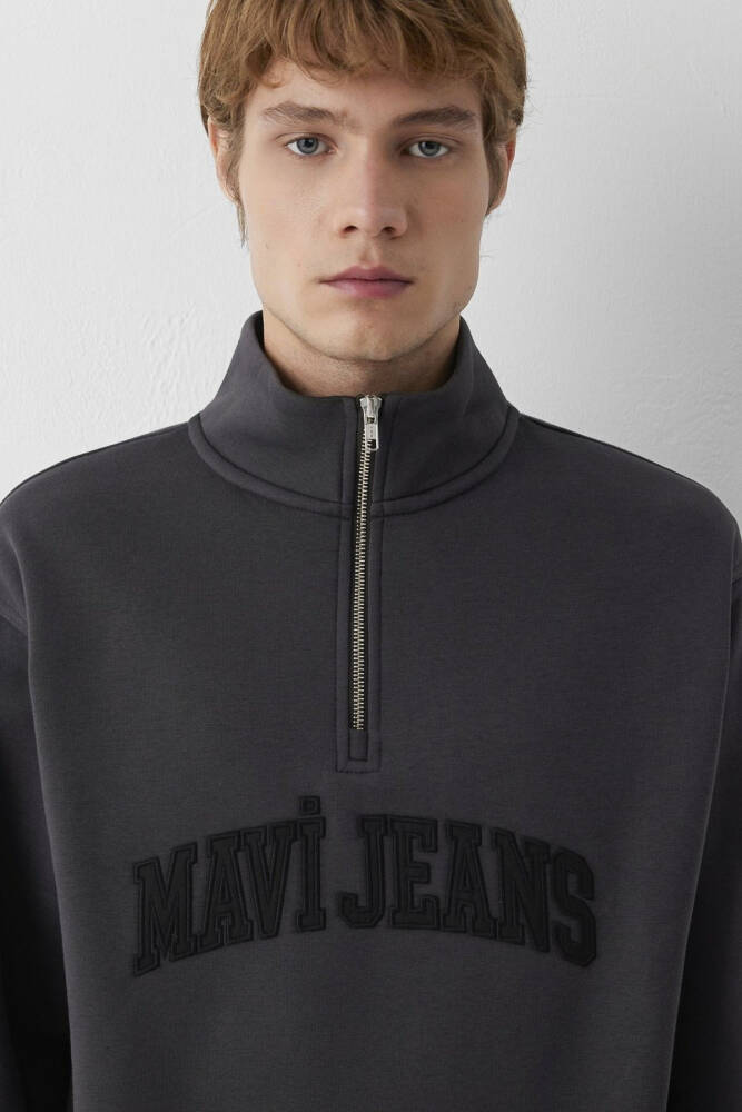 Mavi Erkek Mavi Jeans Yarım Fermuarlı Sweat 0S20113-91405 Gri - 6