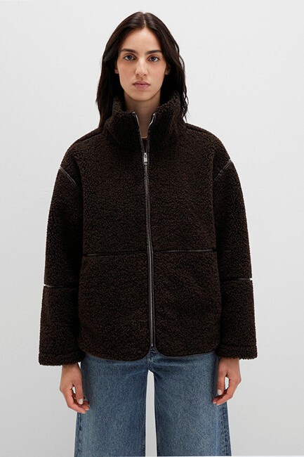 Kadın Dik Yaka Ceket 1110719-70219 Siyah - Thumbnail