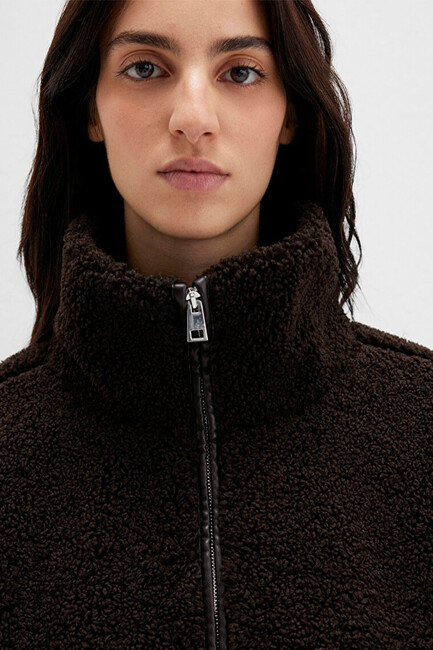 Kadın Dik Yaka Ceket 1110719-70219 Siyah - Thumbnail