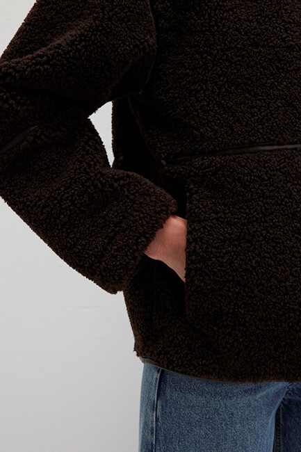 Kadın Dik Yaka Ceket 1110719-70219 Siyah - Thumbnail